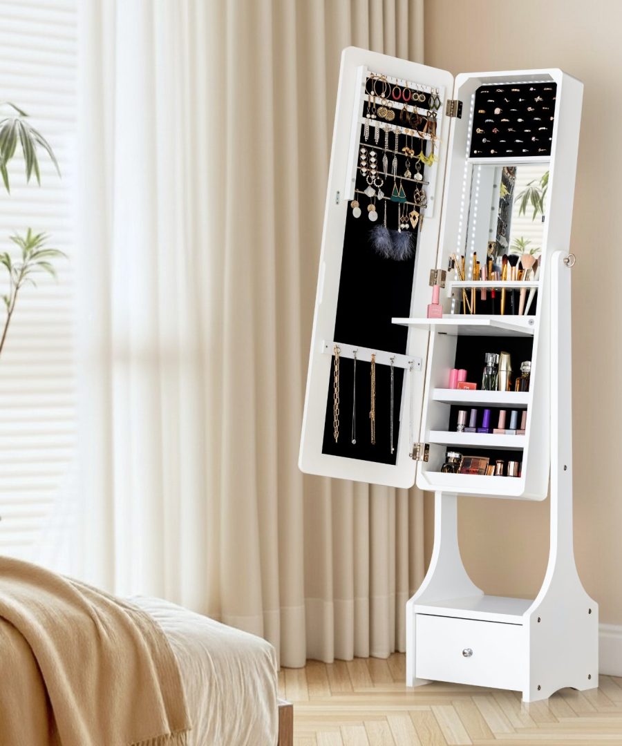 Full-Length Mirror Jewelry and Cosmetics Armoire