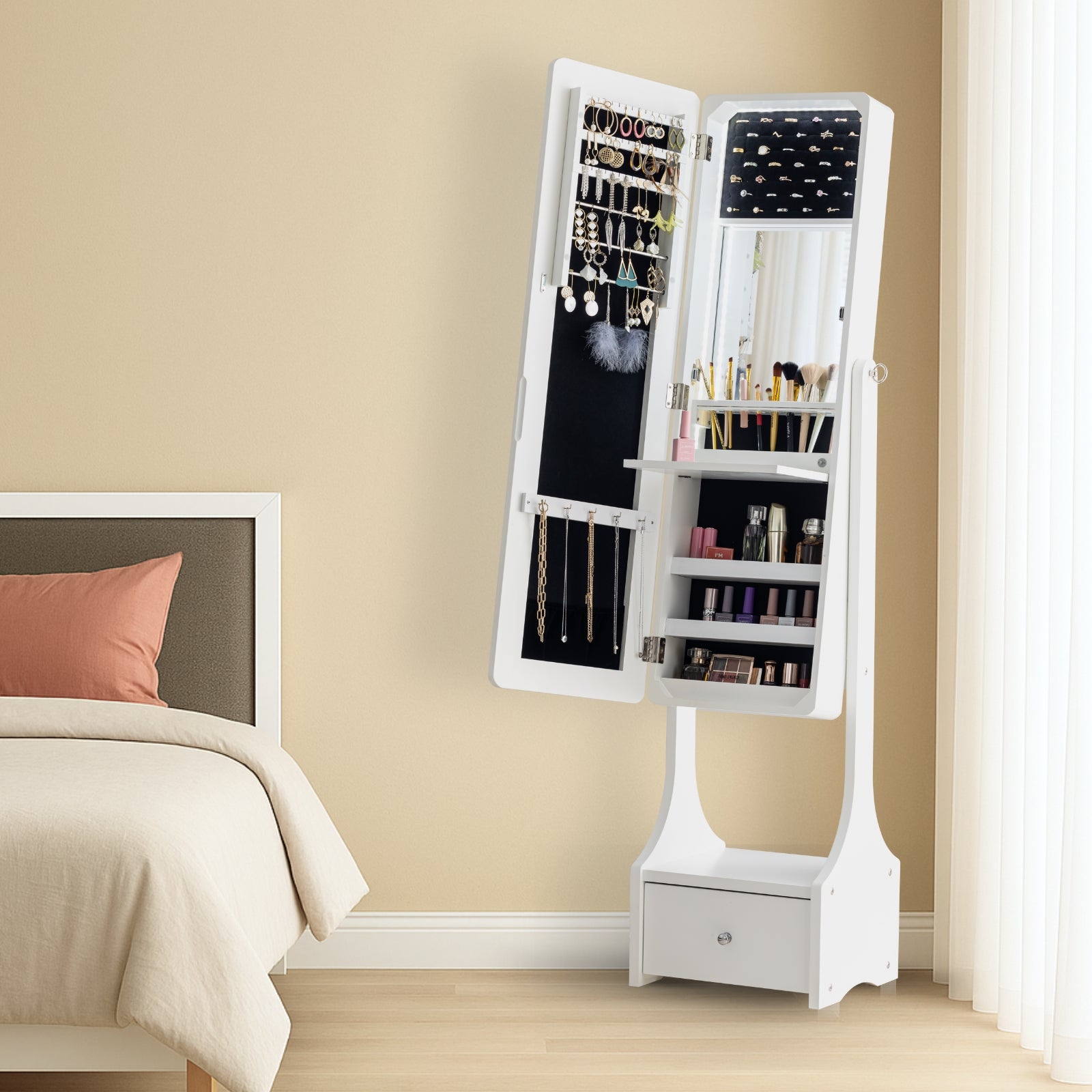 Full-Length Mirror Jewelry and Cosmetics Armoire - Image 9