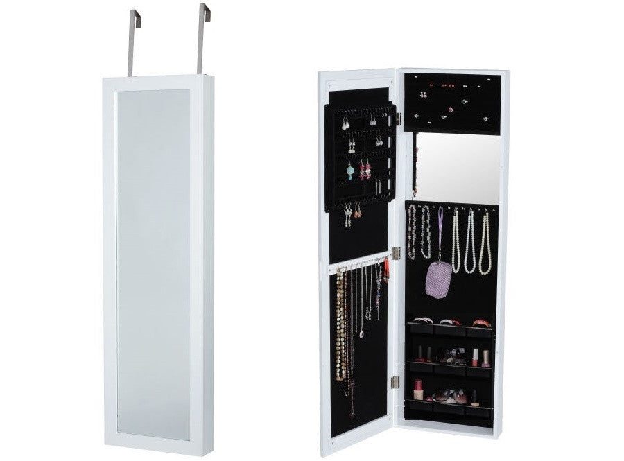 Wall-Mounted Jewelry Armoire with Mirror