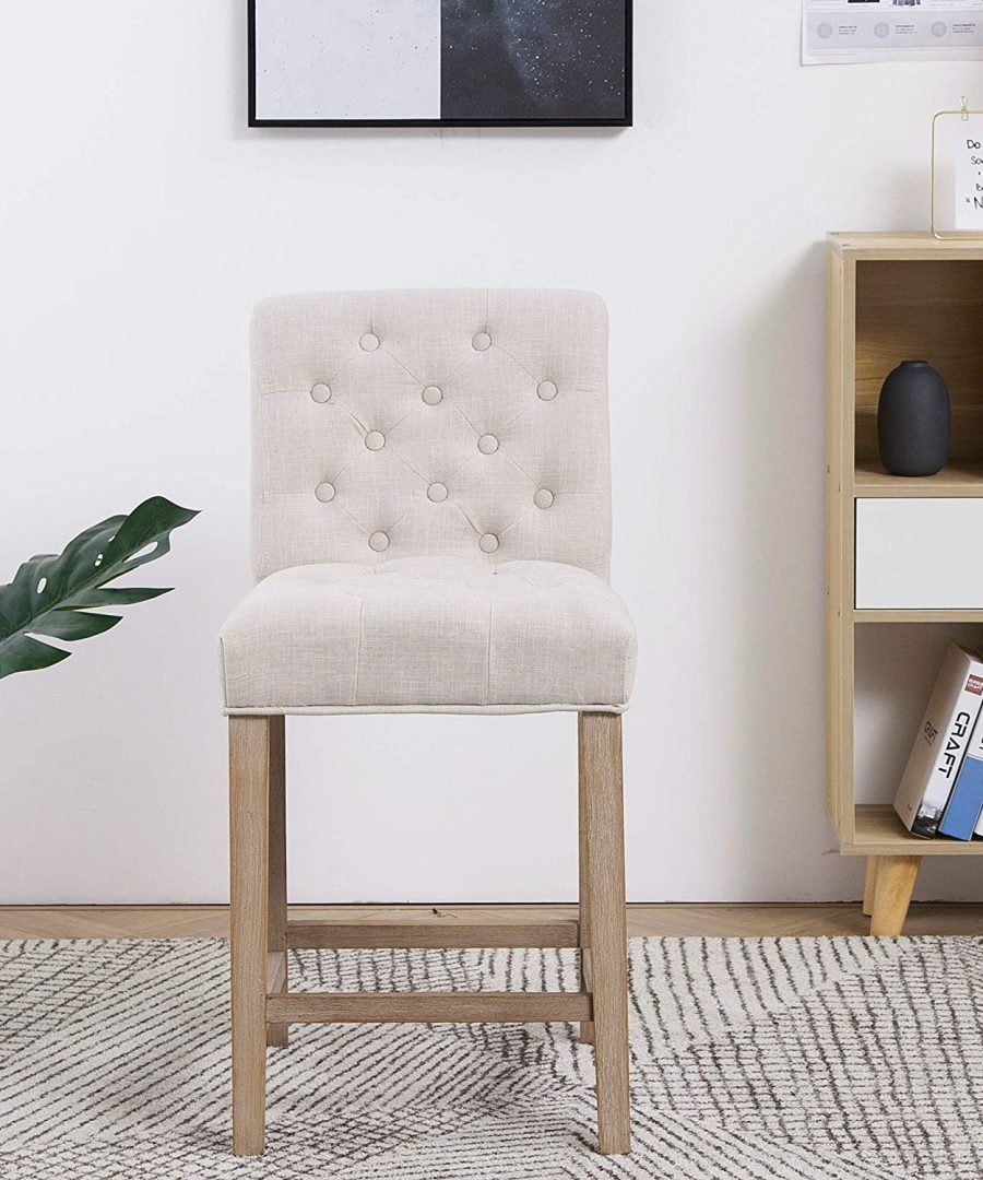 Tufted Counter Bar Stools - Set of 2