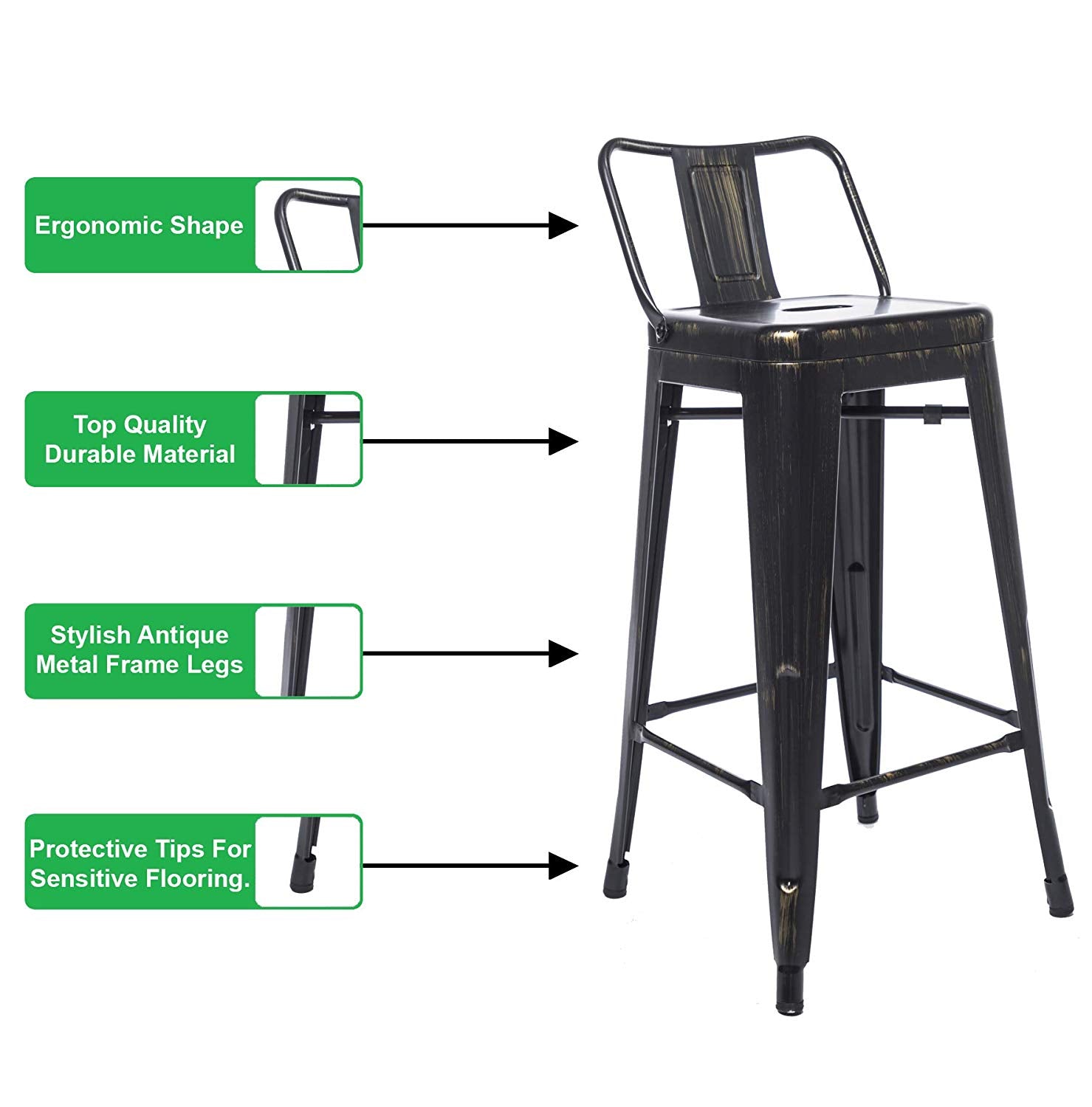Set of 4 Bar Stools - Image 4
