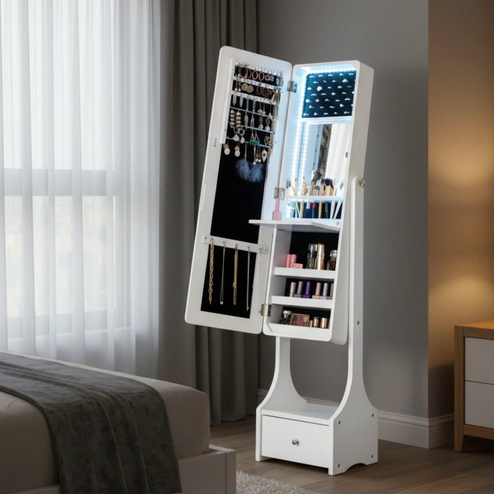 Full-Length Mirror Jewelry and Cosmetics Armoire - Image 7