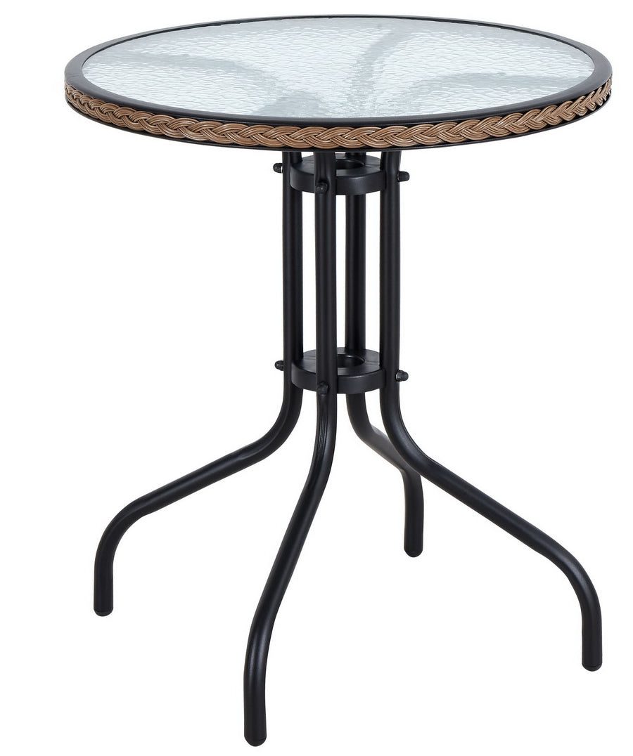 Outdoor Round Glass Table with Stackable Chairs