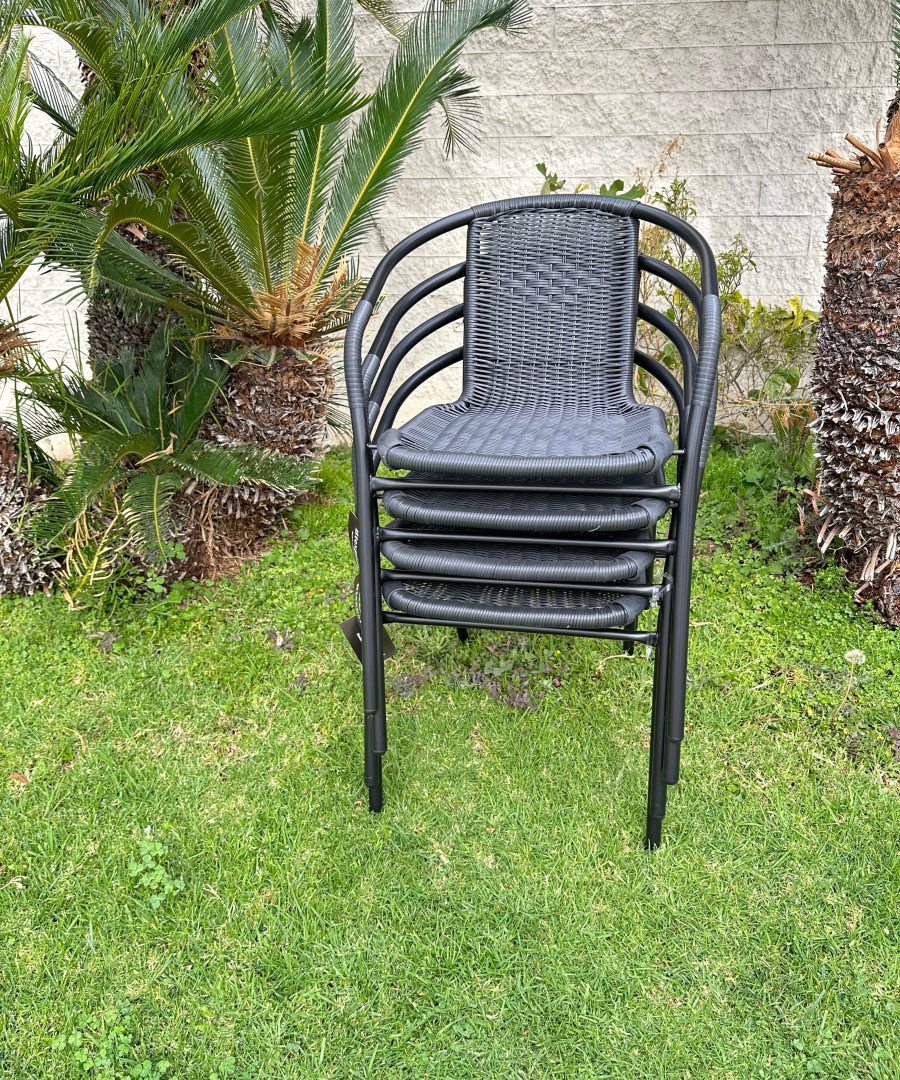 Outdoor Stackable Chairs and Small Table