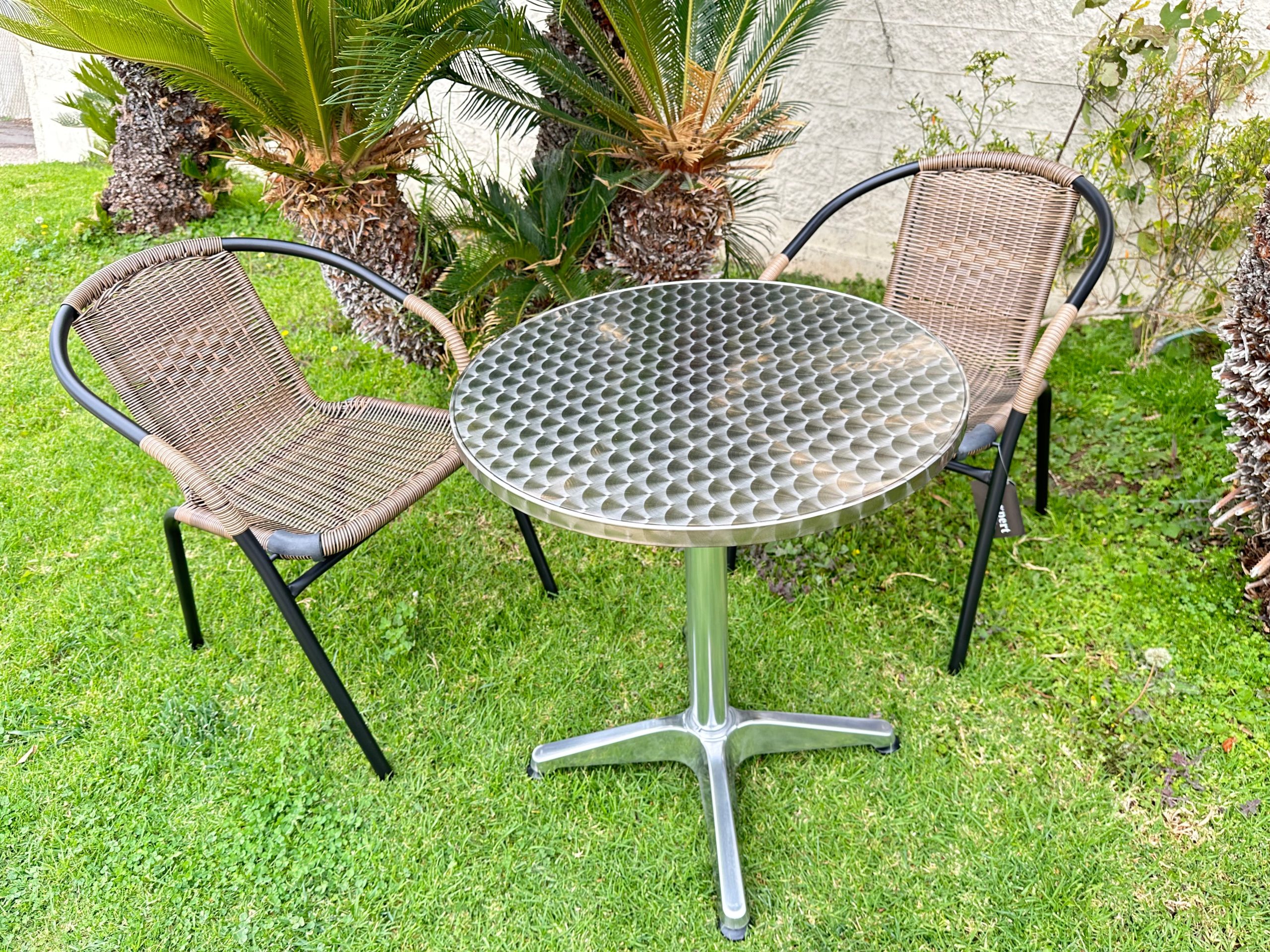 Outdoor Round Table with Woven-Back Chairs - Image 7