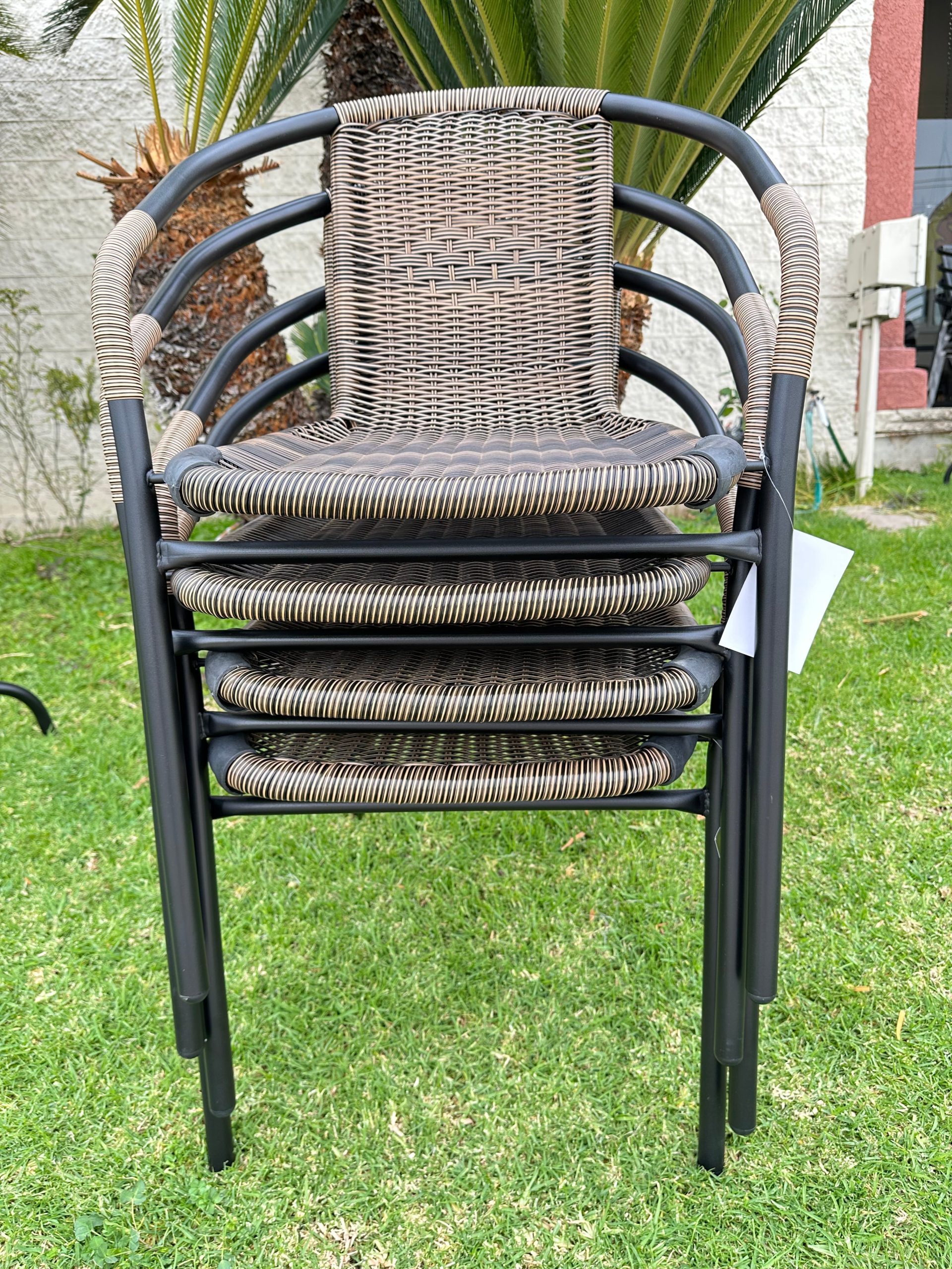 Outdoor Round Table with Woven-Back Chairs - Image 9