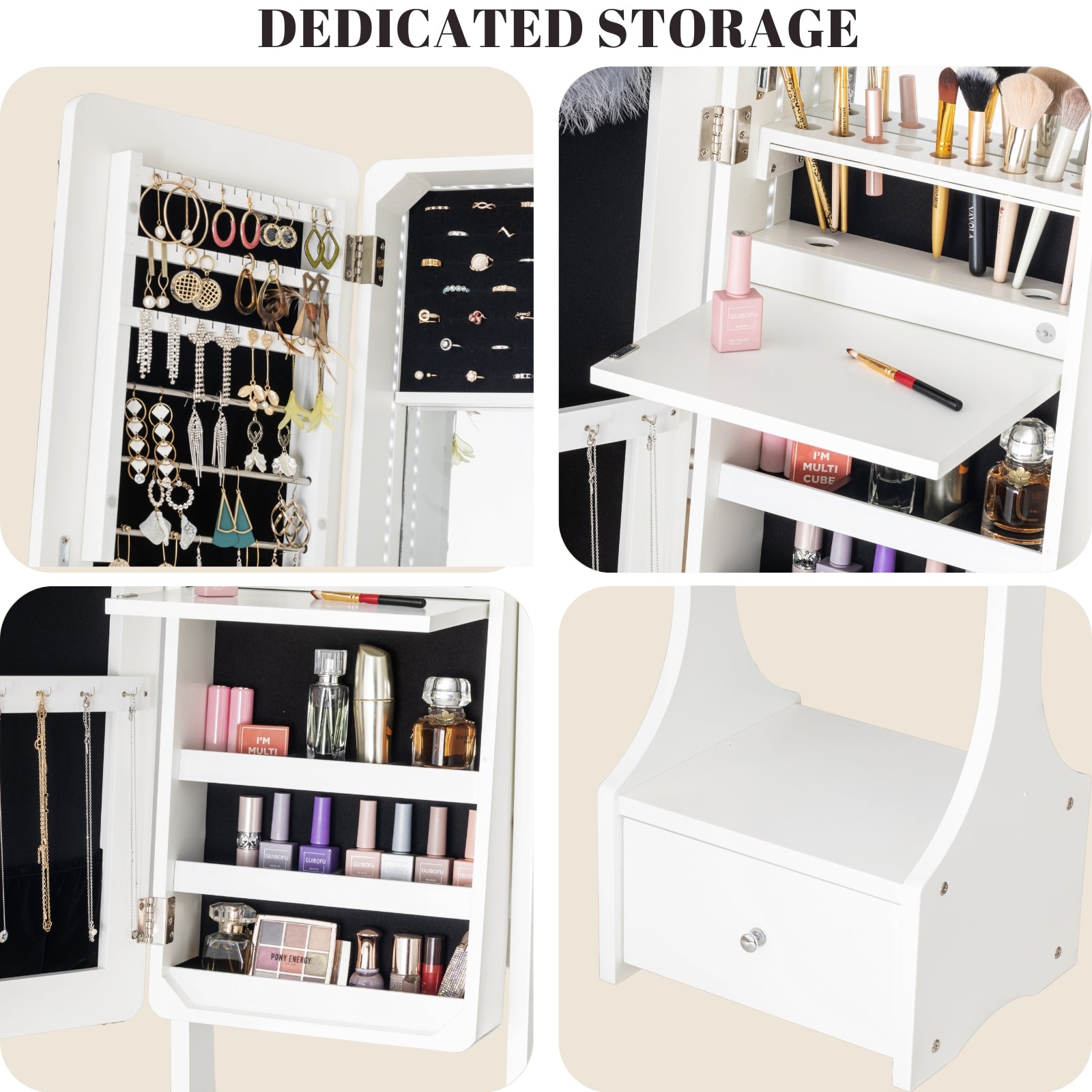 Full-Length Mirror Jewelry and Cosmetics Armoire - Image 4