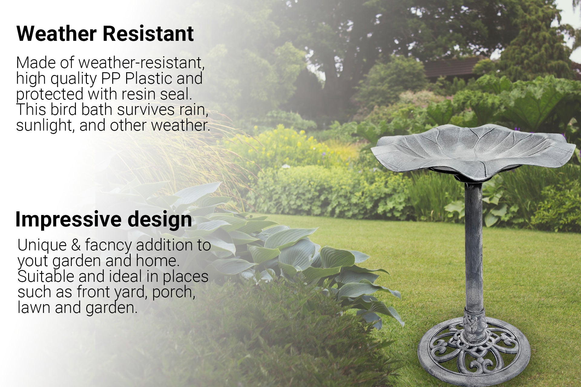 Premium Outdoor Garden Bird Bath Decoration
